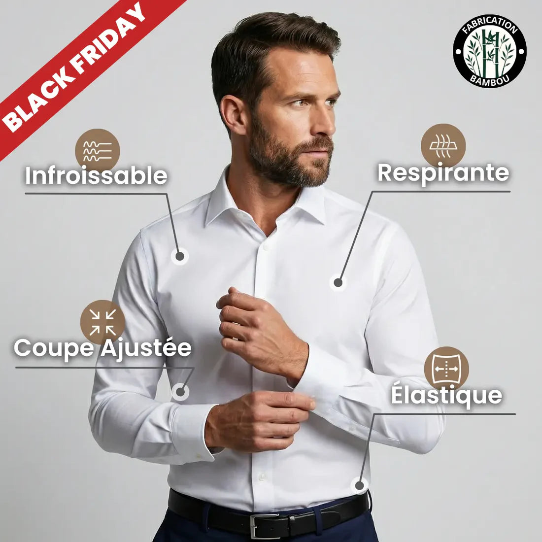 Chemise Bellutia® - Infroissable à Coupe Ajustée